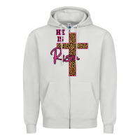 Dove Grey He Is Risen Leopard Zipper Hoodie - Bettercallsaul
