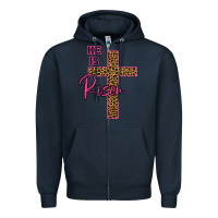 Navy He Is Risen Leopard Zipper Hoodie - Bettercallsaul