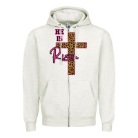 Oatmeal Heather He Is Risen Leopard Zipper Hoodie - Bettercallsaul