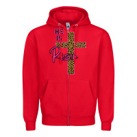 Red He Is Risen Leopard Zipper Hoodie - Bettercallsaul