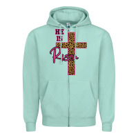 Seafoam He Is Risen Leopard Zipper Hoodie - Bettercallsaul
