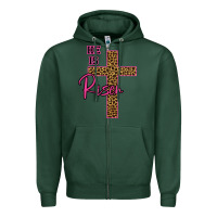 Sports Green He Is Risen Leopard Zipper Hoodie - Bettercallsaul