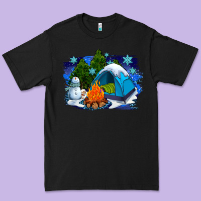 Winter Camping With Camp Fire Premium Tee Designed By Adodesignshop