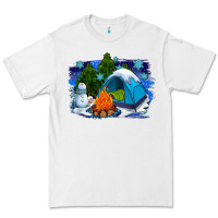 White winter camping with camp fire Premium Tee - AdoDesignShop