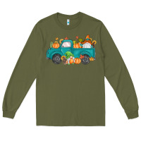 Army Green fall gnomes truck Long Sleeve Tee - MaliasSmallBusiness
