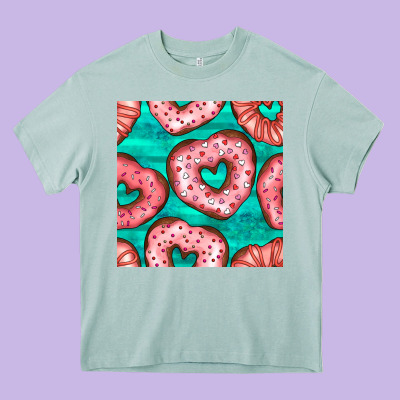 Valentines Day Heart Donuts Seamless Pattern Heavy Core Tee Designed By Bundleandbundleshop