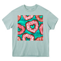 Arona valentines day heart donuts seamless pattern Heavy Core Tee - BundleAndBundleShop