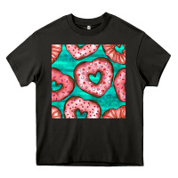 Asphalt valentines day heart donuts seamless pattern Heavy Core Tee - BundleAndBundleShop