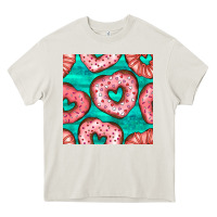 Cream valentines day heart donuts seamless pattern Heavy Core Tee - BundleAndBundleShop
