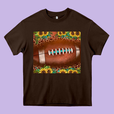 Football Leopard Turquoise Sunflower Heavy Core Tee Designed By Jahusdesignshop