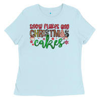 Baby Blue Snowflakes and Christmas cakes Ladies Tee - JahusDesignShop