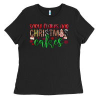Black Snowflakes and Christmas cakes Ladies Tee - JahusDesignShop