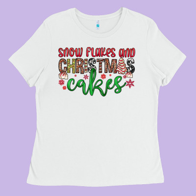 Snowflakes And Christmas Cakes Ladies Tee Designed By Jahusdesignshop