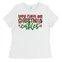 White Snowflakes and Christmas cakes Ladies Tee - JahusDesignShop