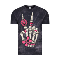 Cloud Black pink gemstone peace skeleton hand Vintage Tee - MaliasSmallBusiness