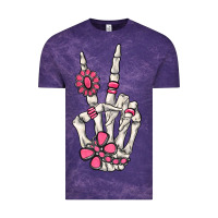 Cloud Purple pink gemstone peace skeleton hand Vintage Tee - MaliasSmallBusiness