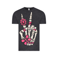 Vintage Black pink gemstone peace skeleton hand Vintage Tee - MaliasSmallBusiness