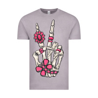 Vintage Zinc pink gemstone peace skeleton hand Vintage Tee - MaliasSmallBusiness