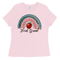 Bubblegum Pink first grade rainbow Ladies Tee - RanaPortraitStore