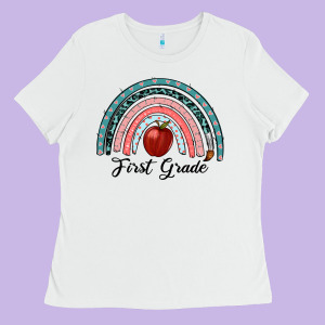 First Grade Rainbow Ladies Tee Designed By Ranaportraitstore