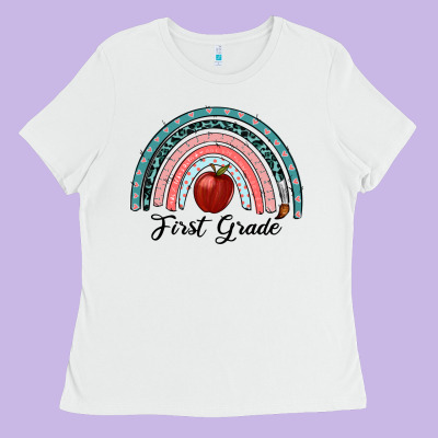 First Grade Rainbow Ladies Tee Designed By Ranaportraitstore