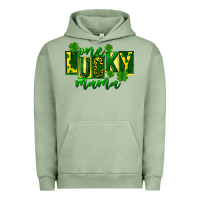 Pigment Oil Green one lucky mama st patricks Urban Hoodie - FaDigitalArtStudio
