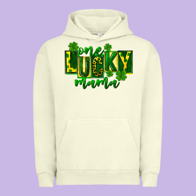 One Lucky Mama St Patricks Urban Hoodie Designed By Fadigitalartstudio