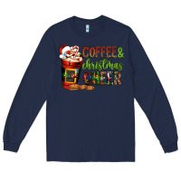 Navy Coffee and Christmas cheer Long Sleeve Tee - NancyCooperArtShop