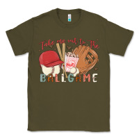 Army Green take me out to the ballgame Classic Tee - MaliasSmallBusiness