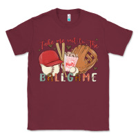 Burgundy take me out to the ballgame Classic Tee - MaliasSmallBusiness