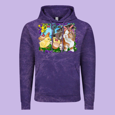 Easter Farm Chicks And Bunny Vintage Hoodie Designed By Ranaportraitstore