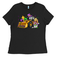 Black mardi gras gnome bulldozer Ladies Tee - JahusDesignShop