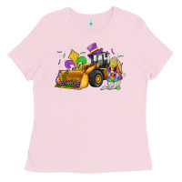 Bubblegum Pink mardi gras gnome bulldozer Ladies Tee - JahusDesignShop