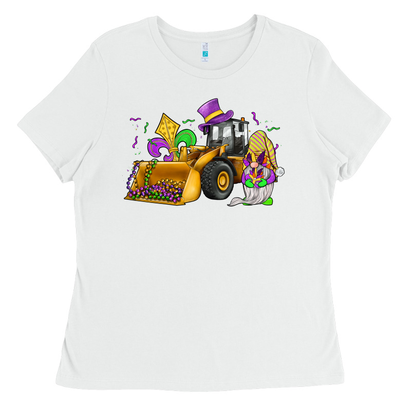 Mardi Gras Gnome Bulldozer Ladies Tee by JahusDesignShop | Teevron