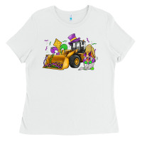 White mardi gras gnome bulldozer Ladies Tee - JahusDesignShop