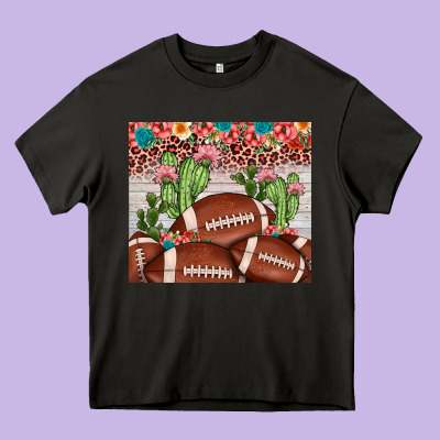 Football Leopard Cactus Heavy Core Tee Designed By Jahusdesignshop