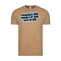 Vintage Coffee physically here mentally at home with my dog Vintage Tee - MaliasSmallBusiness