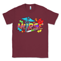 Burgundy Autism Nurse Classic Tee - NancyCooperArtShop