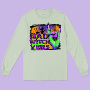 Bad Witch Vibes Long Sleeve Tee Designed By Jahusdesignshop