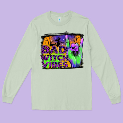 Bad Witch Vibes Long Sleeve Tee Designed By Jahusdesignshop