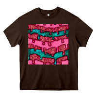 Chocolate Brown valentines day leopard and turquoise gemstone seamless pattern Heavy Core Tee - BundleAndBundleShop