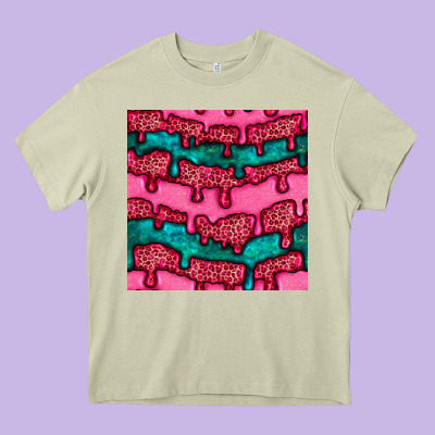 Valentines Day Leopard And Turquoise Gemstone Seamless Pattern Heavy Core Tee Designed By Bundleandbundleshop