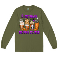 Army Green Nightmare Before Coffee Cups Long Sleeve Tee - MaliasSmallBusiness