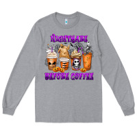Heather Grey Nightmare Before Coffee Cups Long Sleeve Tee - MaliasSmallBusiness