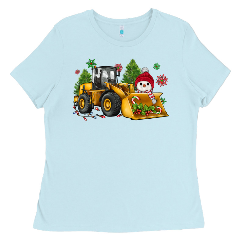 Christmas Bulldozer Snowman Ladies Tee by JahusDesignShop | Teevron