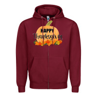 Burgundy Happy Thanksgiving Zipper Hoodie - Bettercallsaul
