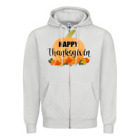 Dove Grey Happy Thanksgiving Zipper Hoodie - Bettercallsaul
