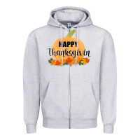 Heather Grey Happy Thanksgiving Zipper Hoodie - Bettercallsaul