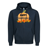 Navy Happy Thanksgiving Zipper Hoodie - Bettercallsaul