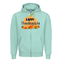 Seafoam Happy Thanksgiving Zipper Hoodie - Bettercallsaul